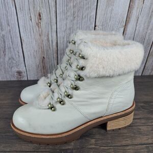 Kork-Ease Winslet Lace Up Boot Shearling Women's Sz 7 M Cream Fog (NWD)